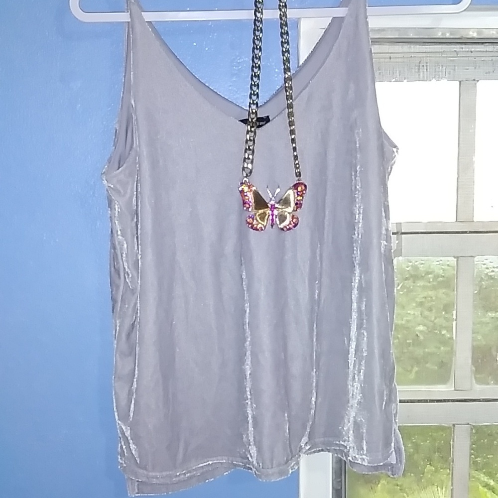 Gray soft velvet cami